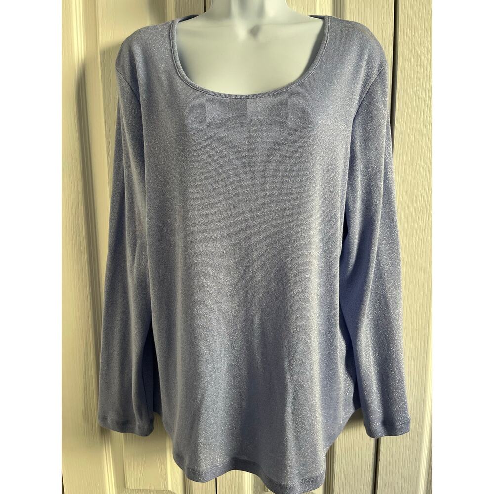 Chico’s Shimmering Blue Long Sleeve Top Women’s Size 2 NWT